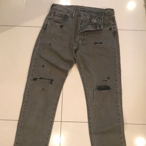 Levi’s button fly jeans distressed grey new